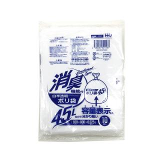 厚口ポリ袋45L 10枚入03LD半透明 PR44 〔（60袋×5ケース）合計300袋セット〕 38-291 厚口ポリ袋45L 10枚入03LD半透明 PR44 ((60袋×