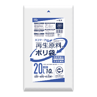 【ポリ袋】再生原料40% 20Lエコマーク付ゴミ袋 (透明)GI-24<800枚