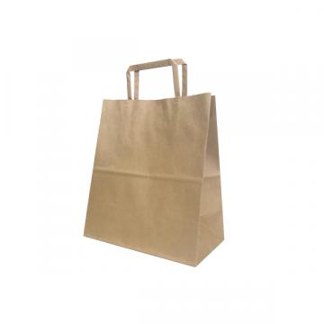 【紙袋】既製品手提袋 平紐 220×120×250mm 茶(400枚入) F1G07543