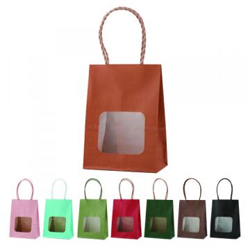 【紙袋】 ウィンドウミニバッグ カラー生地 110×60×150(mm) (25枚入)