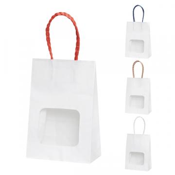 【紙袋】 ウィンドウミニバッグ 白無地 110×60×160(mm) (25枚入)