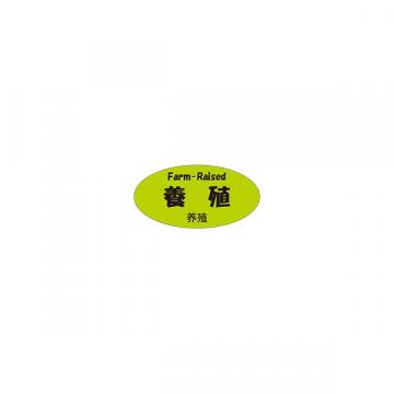 【シール】鮮魚シール 養殖 三カ国語 50×25mm LH983 (300枚入り)