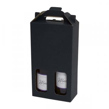 【化粧箱】K-1360 ハーフワイン2本手提箱  黒 138×70×265mm (100枚入)