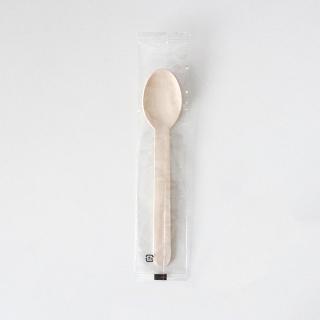 【使い捨て食器】 透明袋入 ウッドスプーン OP完封 15.5cm (100本