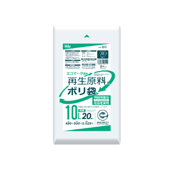 【環境配慮商品】【ポリ袋】再生原料40%　ゴミ袋10L　LD　透明　GI13